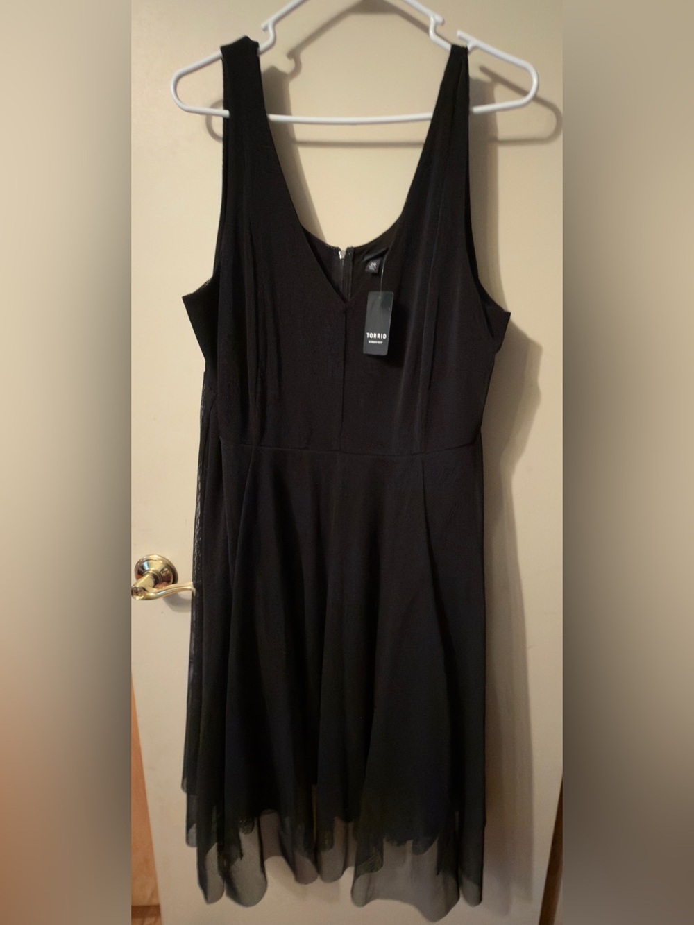 NWT Torrid Black Mesh Fit & Flare Dress Women’s Size 20 Sleeveless V-Neck Midi